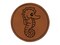 Kawaii Seahorse Round Iron-On Engraved Faux Leather Patch Applique - 2.5"